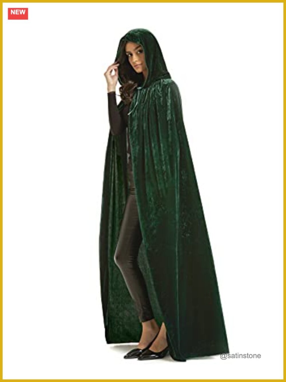 Velvet Hooded Cloak Cape Adult Halloween Witch Cosplay Costume